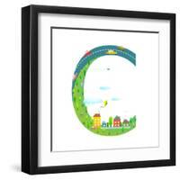 Letter C of the Latin Alphabet Funny Cartoon ABC for Children. for Children Boys and Girls with Cit-Popmarleo-Framed Art Print