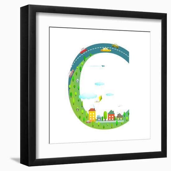 Letter C of the Latin Alphabet Funny Cartoon ABC for Children. for Children Boys and Girls with Cit-Popmarleo-Framed Art Print