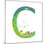 Letter C of the Latin Alphabet Funny Cartoon ABC for Children. for Children Boys and Girls with Cit-Popmarleo-Mounted Art Print