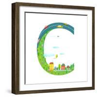 Letter C of the Latin Alphabet Funny Cartoon ABC for Children. for Children Boys and Girls with Cit-Popmarleo-Framed Art Print