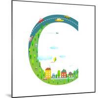 Letter C of the Latin Alphabet Funny Cartoon ABC for Children. for Children Boys and Girls with Cit-Popmarleo-Mounted Art Print