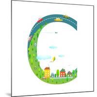 Letter C of the Latin Alphabet Funny Cartoon ABC for Children. for Children Boys and Girls with Cit-Popmarleo-Mounted Art Print