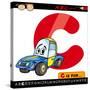 Letter C With Car Cartoon Illustration-Igor Zakowski-Stretched Canvas