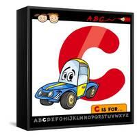 Letter C With Car Cartoon Illustration-Igor Zakowski-Framed Stretched Canvas