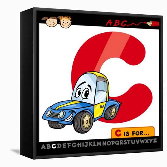 Letter C With Car Cartoon Illustration-Igor Zakowski-Framed Stretched Canvas