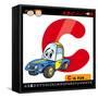 Letter C With Car Cartoon Illustration-Igor Zakowski-Framed Stretched Canvas