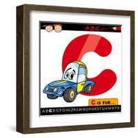 Letter C With Car Cartoon Illustration-Igor Zakowski-Framed Art Print