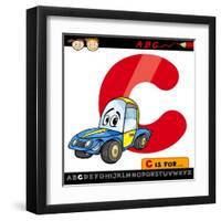 Letter C With Car Cartoon Illustration-Igor Zakowski-Framed Art Print