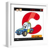 Letter C With Car Cartoon Illustration-Igor Zakowski-Framed Art Print