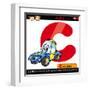 Letter C With Car Cartoon Illustration-Igor Zakowski-Framed Art Print