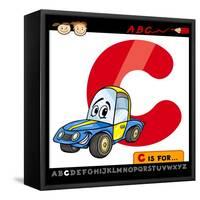 Letter C With Car Cartoon Illustration-Igor Zakowski-Framed Stretched Canvas