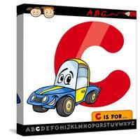 Letter C With Car Cartoon Illustration-Igor Zakowski-Stretched Canvas