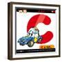 Letter C With Car Cartoon Illustration-Igor Zakowski-Framed Art Print