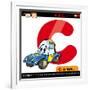 Letter C With Car Cartoon Illustration-Igor Zakowski-Framed Art Print