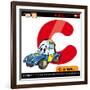 Letter C With Car Cartoon Illustration-Igor Zakowski-Framed Art Print