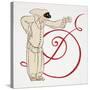 Letter D , from Personages De Comedie, Pub. 1922 (Pochoir Print)-Francois-Louis Schmied-Stretched Canvas