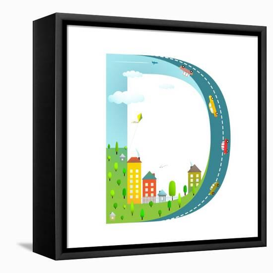 Letter D of the Latin Alphabet Funny Cartoon ABC for Children. for Kids Boys and Girls with City, H-Popmarleo-Framed Stretched Canvas