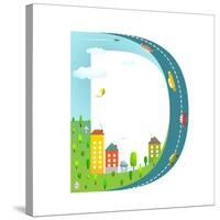 Letter D of the Latin Alphabet Funny Cartoon ABC for Children. for Kids Boys and Girls with City, H-Popmarleo-Stretched Canvas