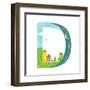 Letter D of the Latin Alphabet Funny Cartoon ABC for Children. for Kids Boys and Girls with City, H-Popmarleo-Framed Art Print