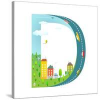 Letter D of the Latin Alphabet Funny Cartoon ABC for Children. for Kids Boys and Girls with City, H-Popmarleo-Stretched Canvas