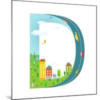 Letter D of the Latin Alphabet Funny Cartoon ABC for Children. for Kids Boys and Girls with City, H-Popmarleo-Mounted Art Print