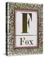 Letter F: Fox. Gold Letter With Decorative Border-null-Stretched Canvas