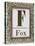 Letter F: Fox. Gold Letter With Decorative Border-null-Stretched Canvas