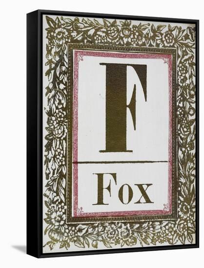 Letter F: Fox. Gold Letter With Decorative Border-null-Framed Stretched Canvas