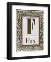 Letter F: Fox. Gold Letter With Decorative Border-null-Framed Giclee Print