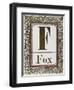 Letter F: Fox. Gold Letter With Decorative Border-null-Framed Giclee Print