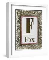 Letter F: Fox. Gold Letter With Decorative Border-null-Framed Giclee Print