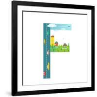 Letter F of the Latin Alphabet Fun Kids Education. Fun Alphabet Letter for Children Boys and Girls-Popmarleo-Framed Art Print