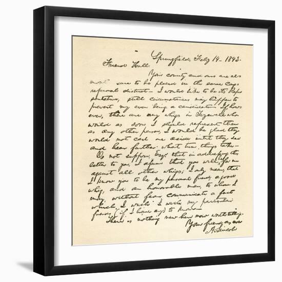 Letter from Abraham Lincoln to Alden Hall, Dated February 14, 1843-Abraham Lincoln-Framed Giclee Print