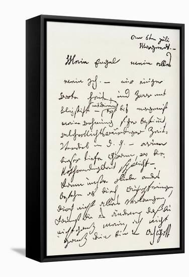 Letter from Beethoven to 'The Immortal Beloved'-Ludwig Van Beethoven-Framed Stretched Canvas