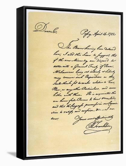 Letter from Benjamin Franklin to David Hartley Mp, 14th April 1782-Benjamin Franklin-Framed Stretched Canvas