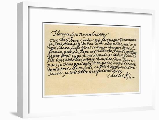 Letter from Charles Edward Stuart to His Brother Henry Benedict, 2nd November 1784-Charles Edward Stuart-Framed Giclee Print