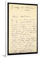 Letter from Claude Monet to Berthe Morisot, 1888 (Pen and Ink on Paper)-Claude Monet-Framed Giclee Print