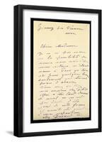 Letter from Claude Monet to Berthe Morisot, 1888 (Pen and Ink on Paper)-Claude Monet-Framed Giclee Print