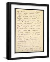 Letter from Claude Monet to Berthe Morisot, 1888 (Pen and Ink on Paper)-Claude Monet-Framed Giclee Print