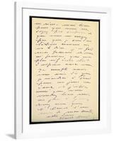 Letter from Claude Monet to Berthe Morisot, 1888 (Pen and Ink on Paper)-Claude Monet-Framed Giclee Print