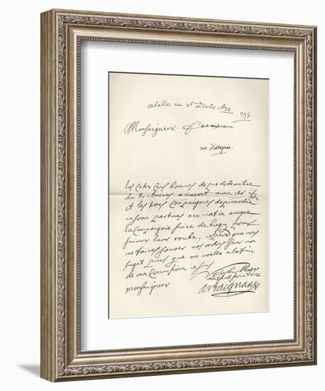 Letter from d'Artagnan to Louvois Concerning a Military Matter, Dated 1672, from 'Memoires de…-French School-Framed Giclee Print