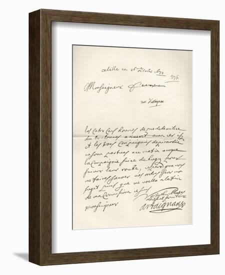 Letter from d'Artagnan to Louvois Concerning a Military Matter, Dated 1672, from 'Memoires de…-French School-Framed Giclee Print