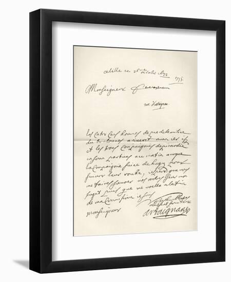 Letter from d'Artagnan to Louvois Concerning a Military Matter, Dated 1672, from 'Memoires de…-French School-Framed Giclee Print