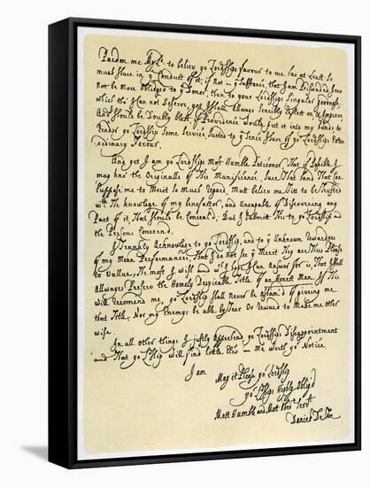 Letter from Daniel Defoe to Charles Montague, 1705-Daniel Defoe-Framed Stretched Canvas