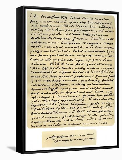 Letter from Desiderius Erasmus to Nicholas Everaerts, 24th December 1525-Desiderius Erasmus-Framed Stretched Canvas