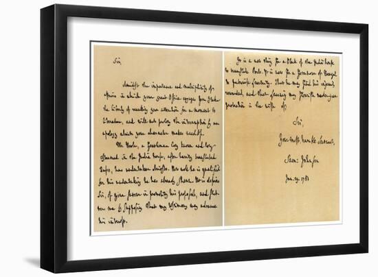 Letter from Dr Samuel Johnson to Warren Hastings, 29th January 1781-Dr Samuel Johnson-Framed Giclee Print