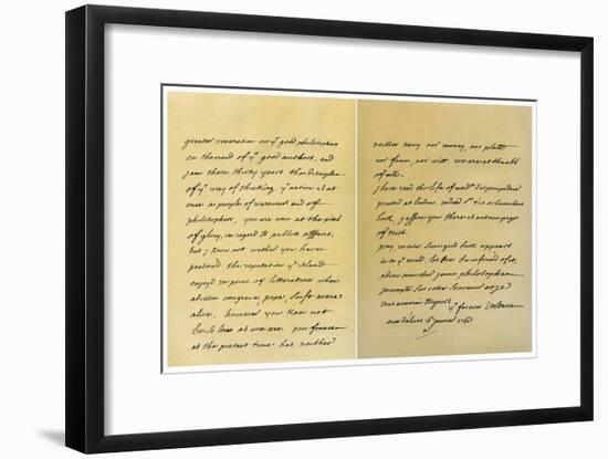 Letter from Francois Marie Arouet De Voltaire to George Keat, 16th January 1760-Voltaire-Framed Giclee Print