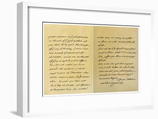Letter from Francois Marie Arouet De Voltaire to George Keat, 16th January 1760-Voltaire-Framed Giclee Print
