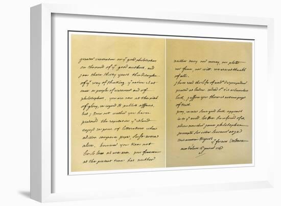 Letter from Francois Marie Arouet De Voltaire to George Keat, 16th January 1760-Voltaire-Framed Giclee Print