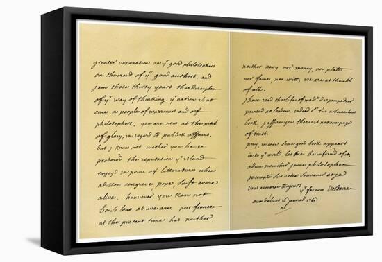 Letter from Francois Marie Arouet De Voltaire to George Keat, 16th January 1760-Voltaire-Framed Stretched Canvas